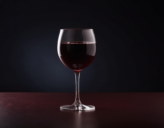 Foto een glas rode wijn op een donkere achtergrond