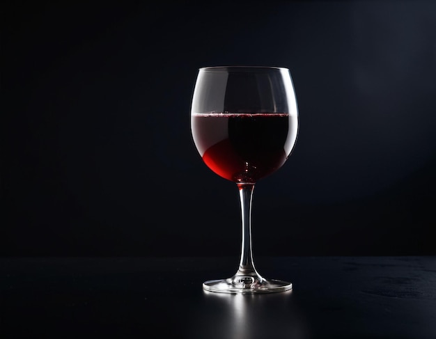Een glas rode wijn op een donkere achtergrond