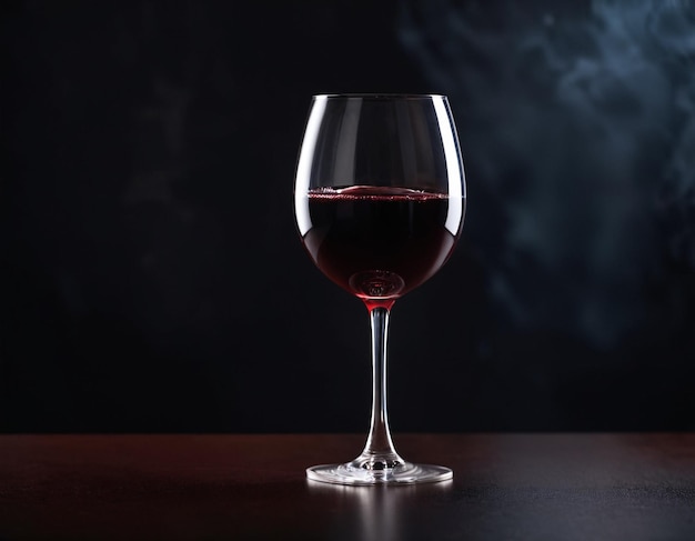 Een glas rode wijn op een donkere achtergrond