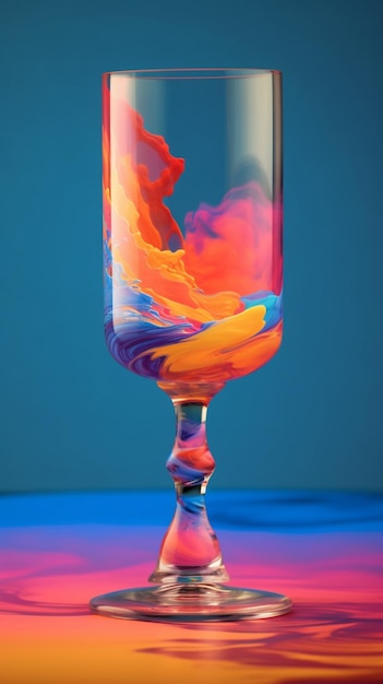 Een glas vloeistof met een blauwe achtergrond en een blauwe achtergrond.