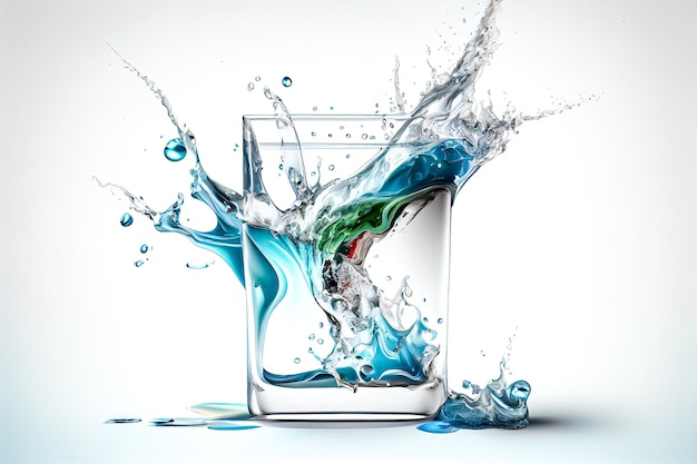 Foto een glas water met een blauwe vloeistof erin