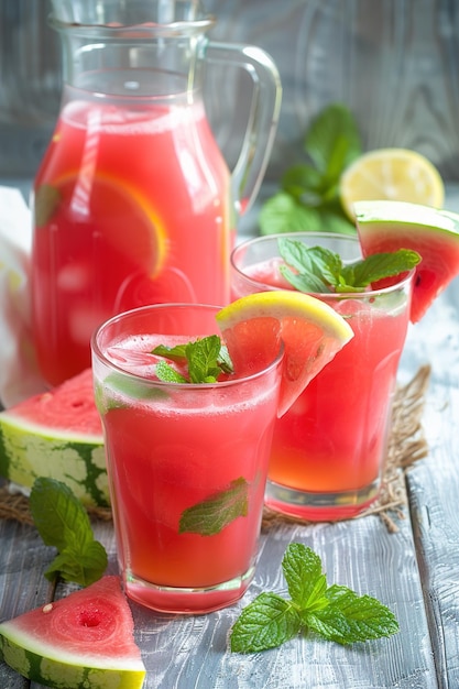 een glas water met een plakje limoen en muntbladeren