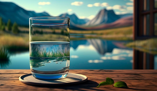 Een glas water op een mooie achtergrond Generatieve AI