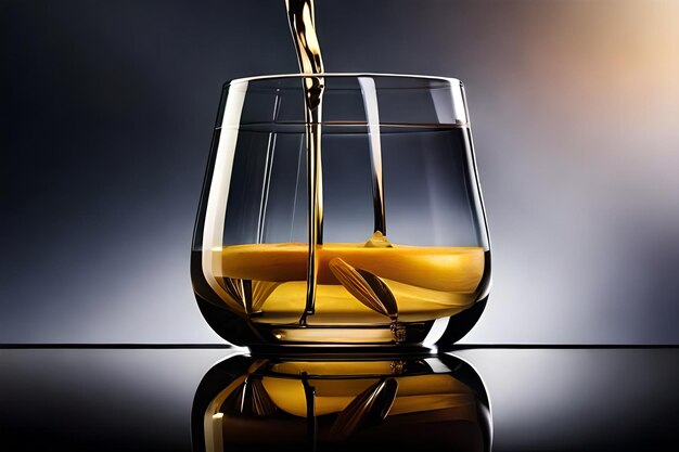 Een glas whisky wordt in een glas gegoten.