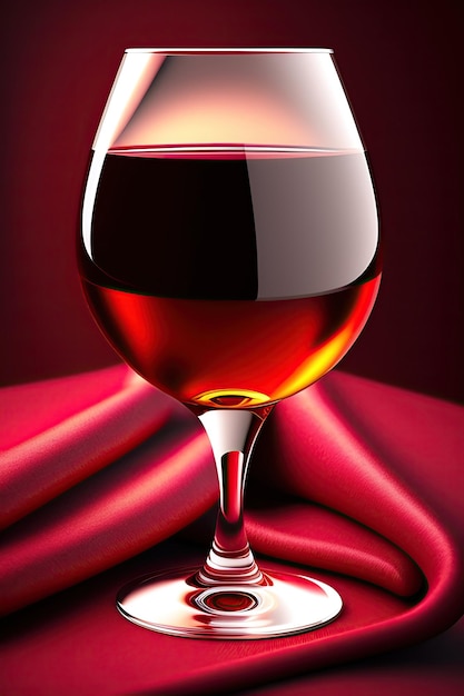 een glas wijn met een rode achtergrond