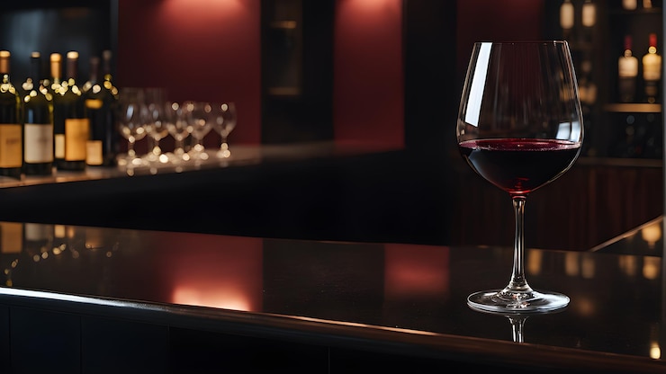 Foto een glas wijn zit op een tafel naast twee wijnglazen