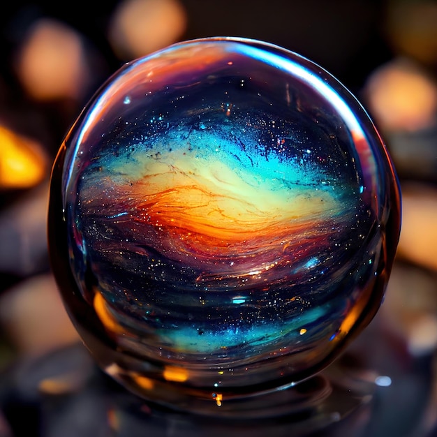 een glazen bal met een ster in het midden
