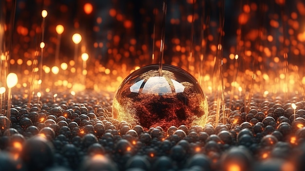 Een glazen bol waar een vloeistof in stroomt Generative AI Art
