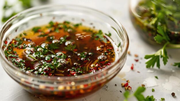 Foto een glazen schaal gevuld met een mengsel van specerijen perfect voor culinaire concepten