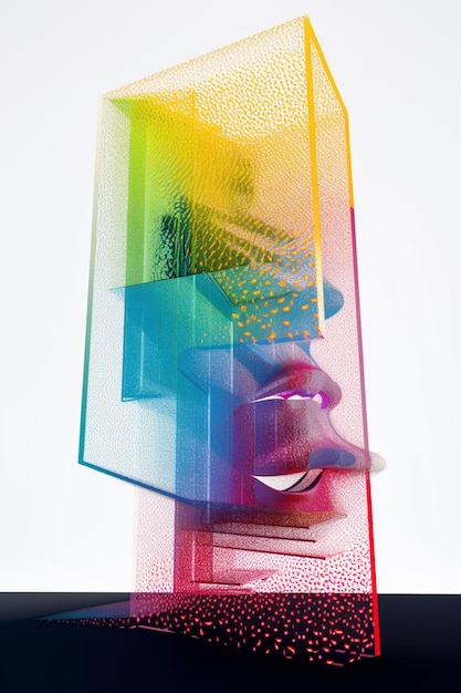 Foto een glazen sculptuur met regenboogkleuren erop