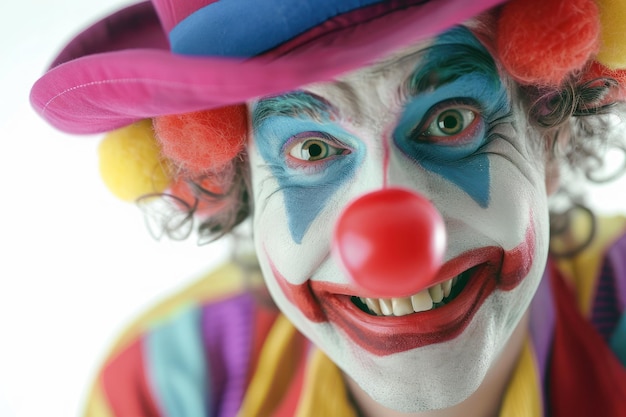 Foto een glimlachende clown geïsoleerd op een witte achtergrond