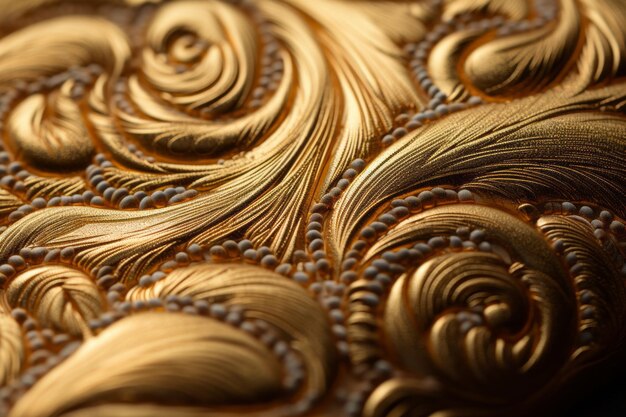 Foto een glimp van glinsterend goud een boeiende close-up van luxe textielkunst