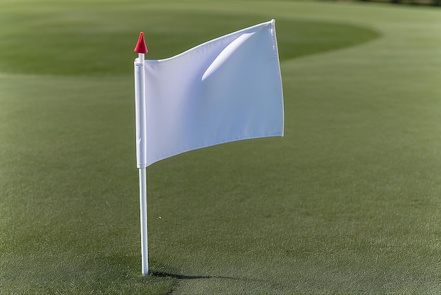 Een golfgat markeert een vlag die in de bries zwaait