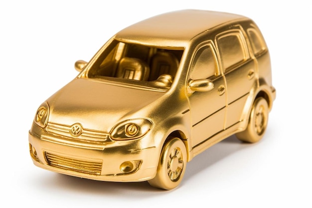 Een gouden auto met het woord Toyota op de voorkant.