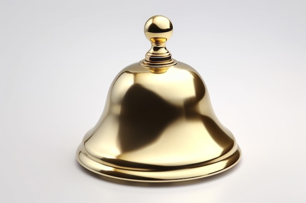 Een gouden bel met een gouden voet en de onderkant van de bel.
