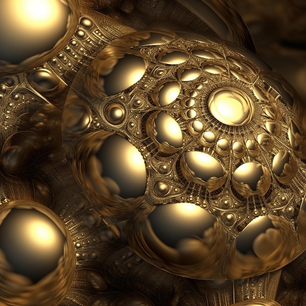 Een gouden fractal met cirkels