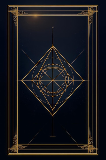 een gouden frame met een geometrisch ontwerp op een donkere achtergrond