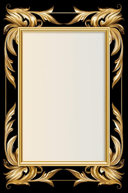 een gouden frame met een sierlijk ontwerp op een zwarte achtergrond