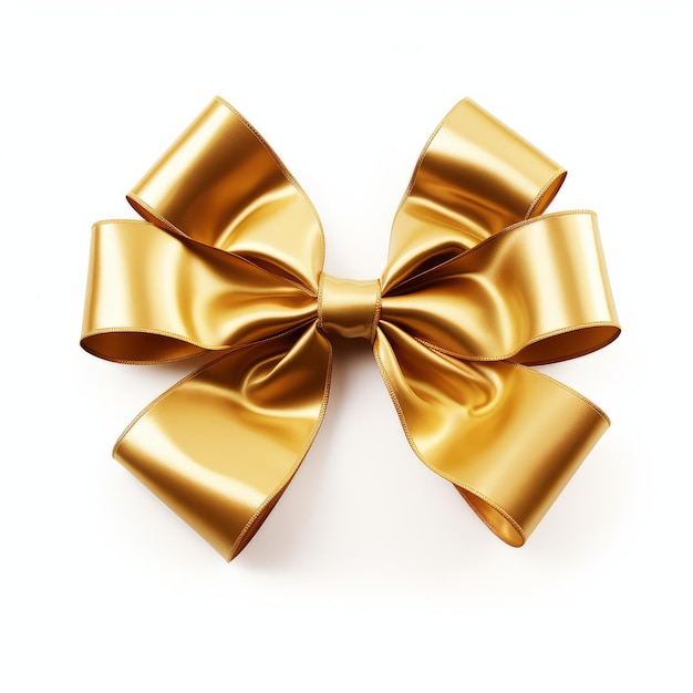 een gouden geschenkboog geïsoleerd op een gewone witte achtergrond