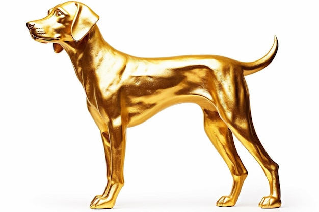 Foto een gouden hond met een bot in zijn bek