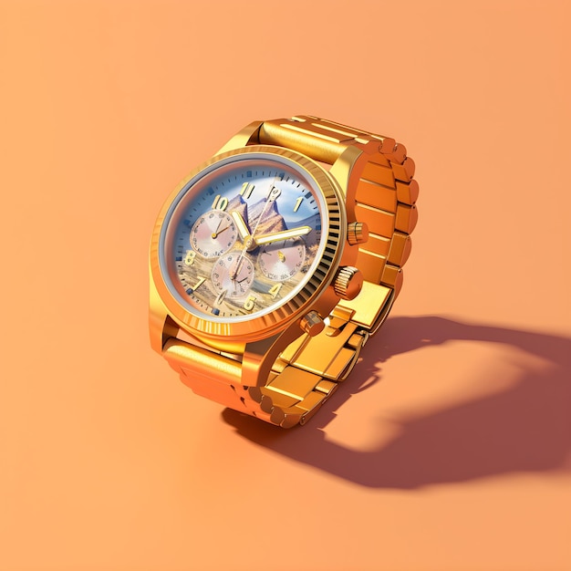 Een gouden horloge met het cijfer 12 erop