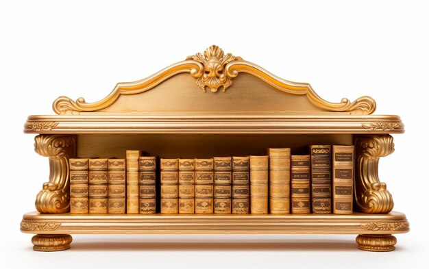 Een gouden houten boekenplank geïsoleerd op een doorzichtige achtergrond