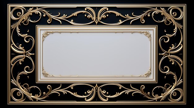 Foto een gouden kader met een witte achtergrond met een gouden frame