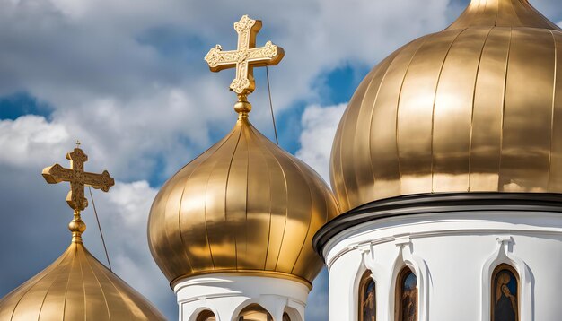 een gouden kerk met een kruis erop.