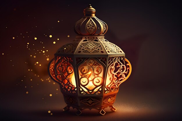 Een gouden lamp met het woord ramadan erop