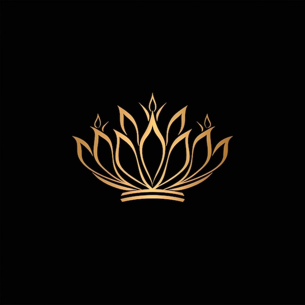 een gouden logo met een bloem erop