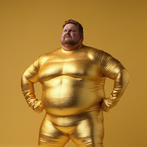 Foto een gouden man met een baard kijkt zelfverzekerd naar de zijkant