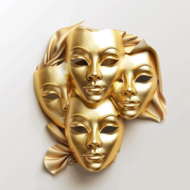 een gouden masker met een strik waarop staat quot masker quot