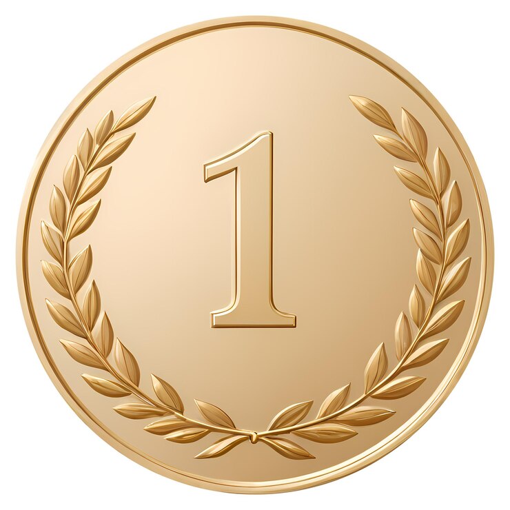 Foto een gouden medaille met een laurier kroon patroon op de rand
