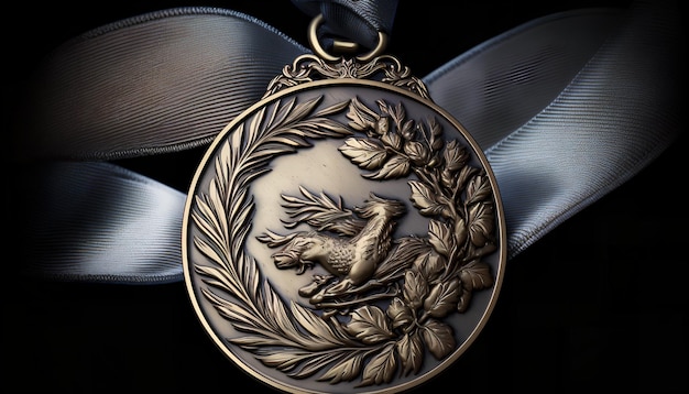 Foto een gouden medaille met een vogel erop