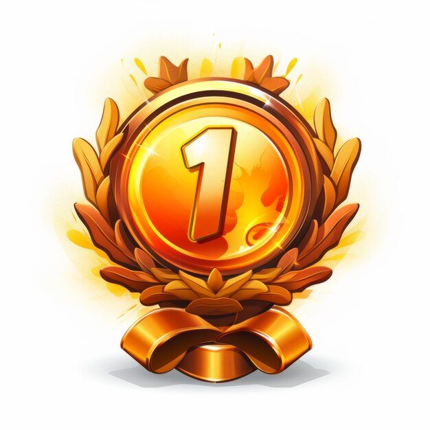 een gouden nummer één badge met een lauwerkrans