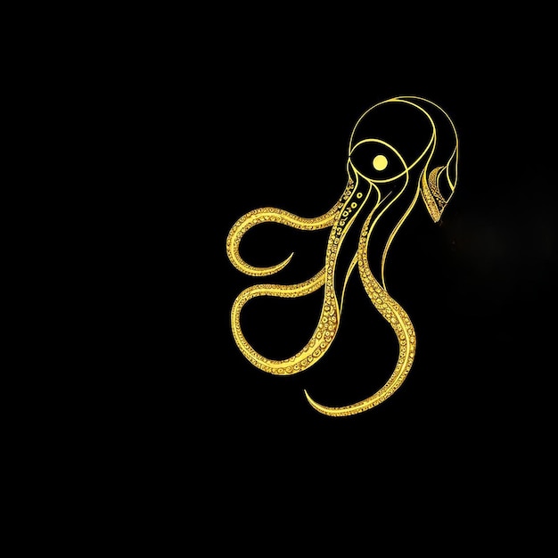 Een gouden octopus-logo geïsoleerd op zwart