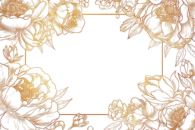 een gouden raam met bloemen en een gouden frame