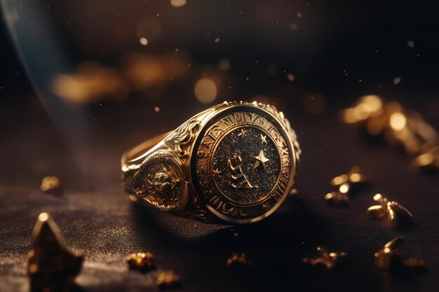 Een gouden ring met het woord zodiac erop