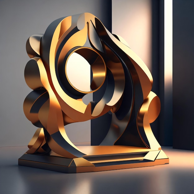 Een gouden sculptuur met de letter o erop