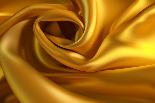 Een gouden zijden stof met een spiraal in het midden.