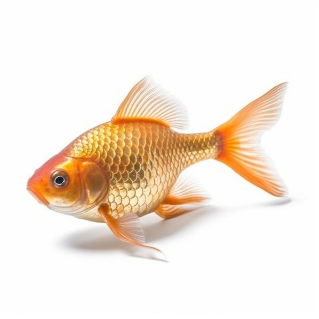 Een goudvis op een witte achtergrond