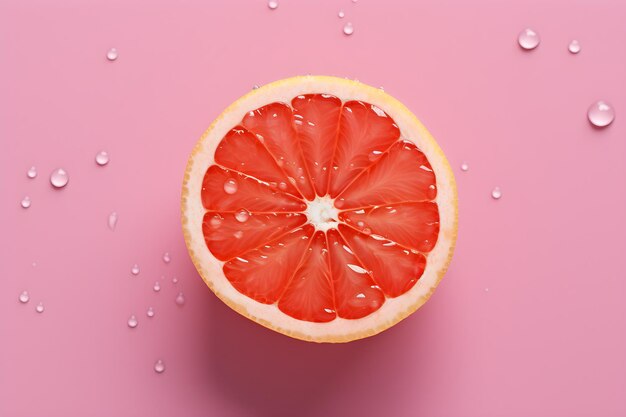 Een grapefruit met waterdruppels erop