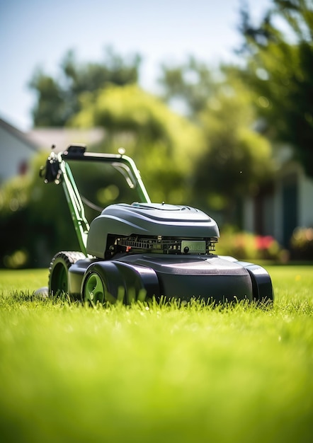 Een grasmaaier wordt gebruikt om het gras Generative Ai te maaien