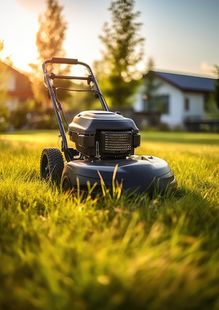 Een grasmaaier wordt gebruikt om het gras Generative Ai te maaien