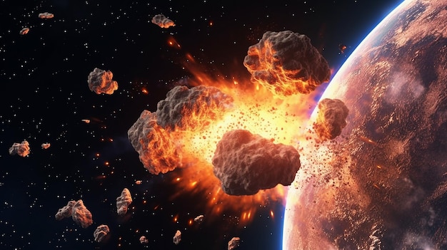 een gratis foto van 3D-gerenderde meteoroïden in de ruimte