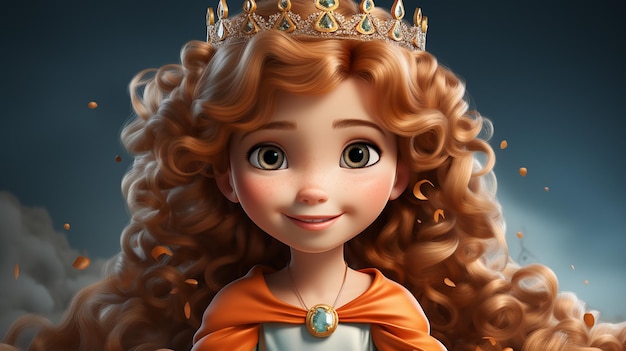 een gratis foto van 3D-gerenderde pop prinses ontwerp