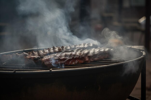 Een grill met een hoop vlees erop kokende generatieve AI