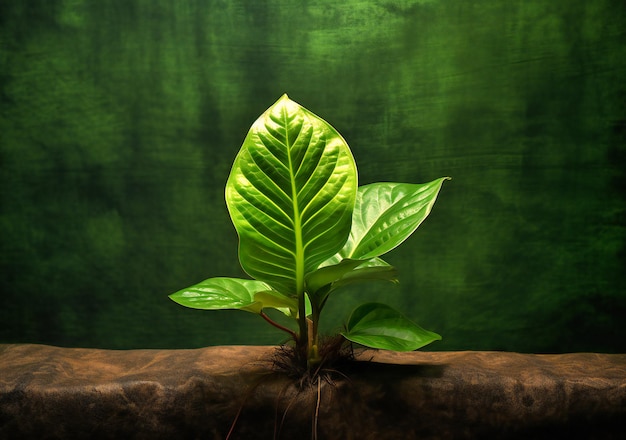 Een groen blad aan een groene plant