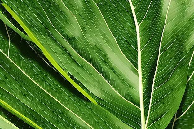 Een groen blad met de groene nerven van de plant.