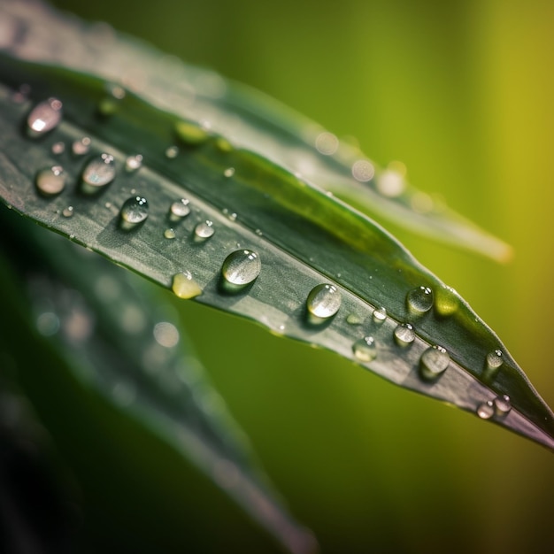 Een groen blad met waterdruppeltjes erop en het woord "water" erop.